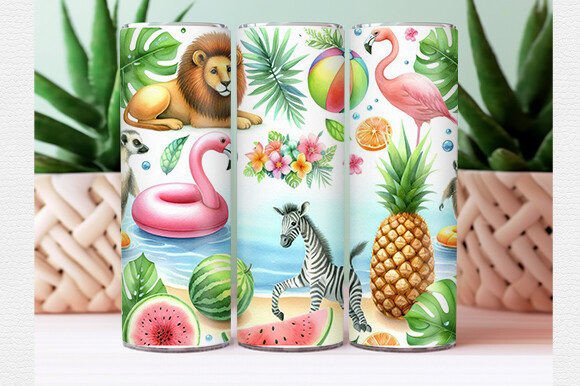 Download Watercolor Tropical Animal Tumbler Wrap - Tumbler wrap Collection