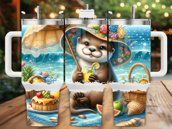 Download Otter Beach Summer 40oz Tumbler Wrap - Tumbler wrap Collection