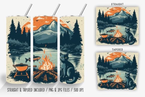 Download Cat Grilling by the Lake Tumbler Wrap - Tumbler wrap Collection