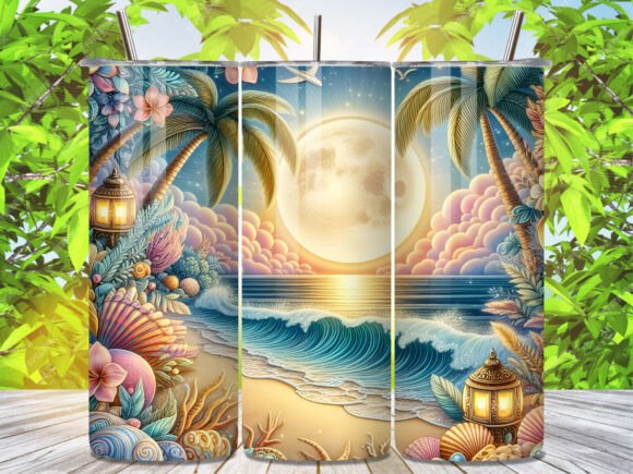 Download Full Moon Summer Beach Tumbler Wrap - Tumbler wrap Collection