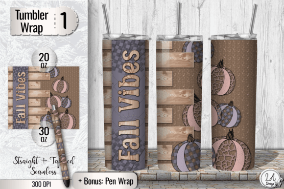 Download Fall Vibes Tumbler Wrap. Pumpkin Design - Tumbler wrap Collection