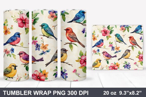 Download Bird and Flowers Tumbler Wrap - Tumbler wrap Collection