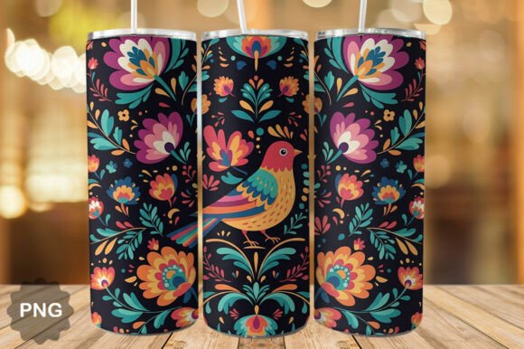Download Folk Floral Bird Pattern Tumbler Wrap - Tumbler wrap Collection