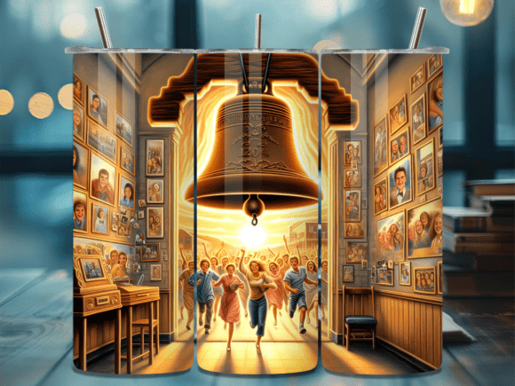 Download Golden Liberty Bell Scene Tumbler Wrap - Tumbler wrap Collection