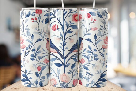 Download Vintage Bird &amp; Flowers Tumbler Wrap - Tumbler wrap Collection
