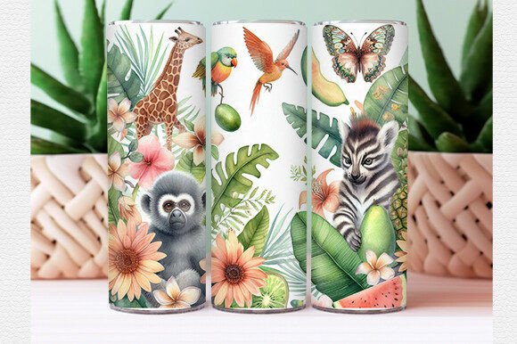 Download Watercolor Tropical Animal Tumbler Wrap - Tumbler wrap Collection