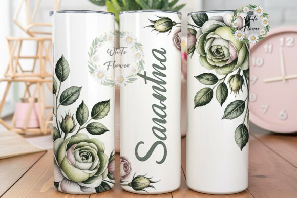 Download Green Roses Personalized Tumbler Wrap - Tumbler wrap Collection
