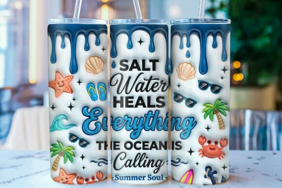 Download 3D Inflated Summer Beach Tumbler Wrap - Tumbler wrap Collection